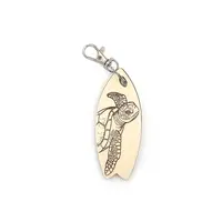 Novelty Surfing Turtle Themed Surfboard Shaped Wooden Keyring