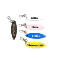 Surfboard Keyring Surfs Up Stripes Bag Tag Charm