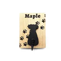 Custom Dog Lead Holder Wall Mounted Engraved With Dog Paws and Name Personalised Gift Ideas