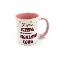 Highland Cow in a Bath Mug 11oz Pink and White