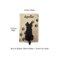 Custom Big Dog Lead Holder Wall Mounted Engraved With Dog Paws and Name Personalised Gift Ideas