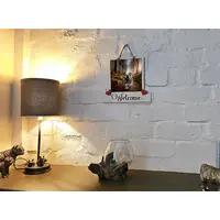 Bulldog Welcome Sign Modern Design With Colourful Picture