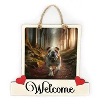 Bulldog Welcome Sign Modern Design With Colourful Picture
