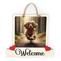 Red Cocker Spaniel Welcome Sign Modern Design With Colourful Picture