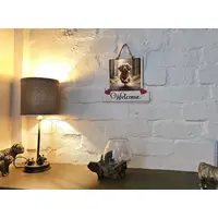 Red Cocker Spaniel Welcome Sign Modern Design With Colourful Picture