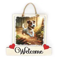Jack Russell Welcome Sign Modern Design With Colourful Picture