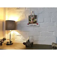 Yorkshire Terrier Welcome Sign Modern Design With Colourful Picture