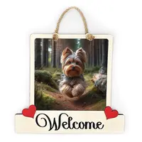 Yorkshire Terrier Welcome Sign Modern Design With Colourful Picture
