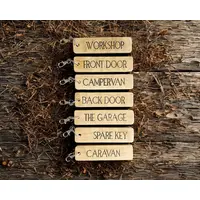 Solid Oak Personalised Keyring, Large Rectangular Shaped Handmade Gift From Reclaimed Wood
