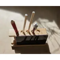 Handmade Solid Oak Desk Organiser Pen and Phone Holder