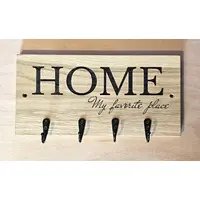 Oak Wall Mounted Key Holder with 4 Hooks - Reclaimed Wood