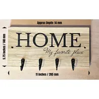 Oak Wall Mounted Key Holder with 4 Hooks - Reclaimed Wood