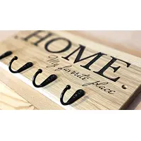 Oak Wall Mounted Key Holder with 4 Hooks - Reclaimed Wood