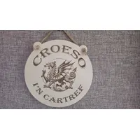 Welsh Dragon with Croeso I'n Cartref hanging wall plaque Welcome to our home