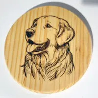 Golden Retriever wooden coaster finished in Beeswax