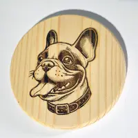 French Bulldog wooden coaster | Frenchie