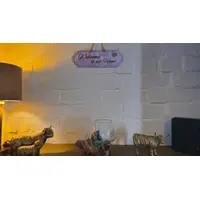 Welcome to our home hanging wall plaque hand decoupaged floral design