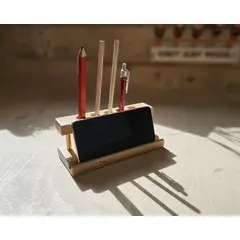 Handmade Solid Oak Desk Organiser Pen and Phone Holder