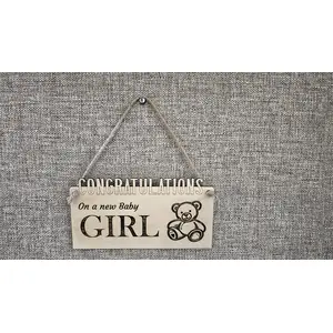 Congratulations on a Baby Girl Decorative Sign / Plaque