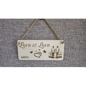 Love is Love LGBTQ+ Decorative Sign | Plaque | Love Hearts