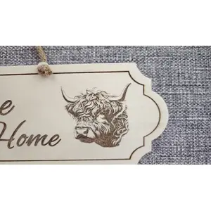 Highland Cow Welcome to our Home Decorative Sign | Plaque