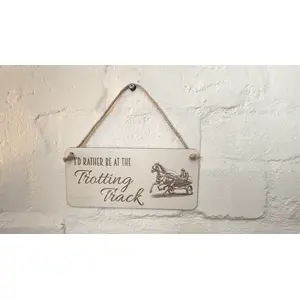 Trotting Track Themed Hanging Wall Plaque Horse Racing Pony Trap Racing