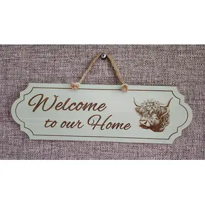 Highland Cow Welcome to our Home Decorative Sign | Plaque