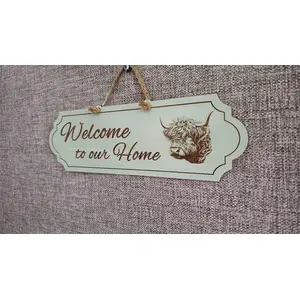 Highland Cow Welcome to our Home Decorative Sign | Plaque