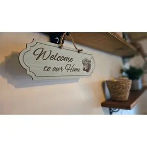 Highland Cow Welcome to our Home Decorative Sign | Plaque