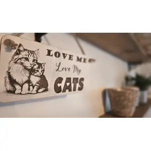 LOVE Me LOVE My Cats | Cat and Kitten Decorative Sign | Plaque