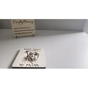 DONT Touch My Drink Wooden Coaster With Grim Reaper Theme | Personalise Option