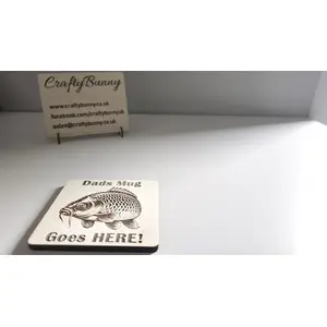 Dads Mug Goes HERE Wooden Coaster | Carp Fishing Theme