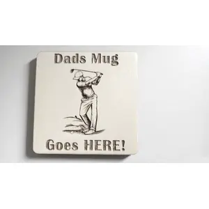 Dads Mug Goes HERE Wooden Coaster with Golf Theme