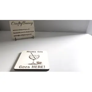 Mums Gin Goes Here Wooden Coaster | Personalise Option Available