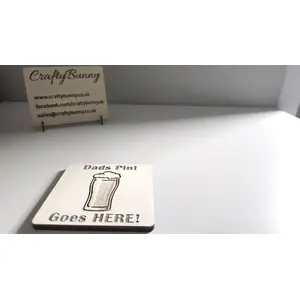 Dads Pint Goes HERE Decorative Wooden Coaster | Personalise Options