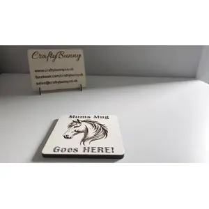 Mums Mug Goes HERE Decorative Wooden Horse Coaster | Personalised