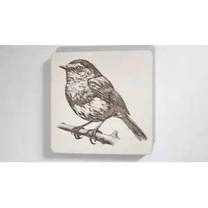 A Robin Redbreast Decorative Wooden Coaster | Personalise Options
