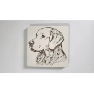 Golden Retriever Decorative Wooden Coaster | Personalise Options
