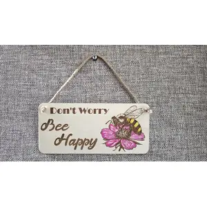 Dont Worry Bee Happy Inspirational Decorative Sign | Plaque