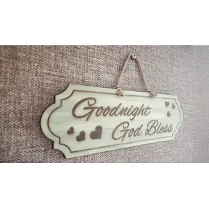 Goodnight God Bless Decorative Hand Painted Sign | Plaque with Hearts