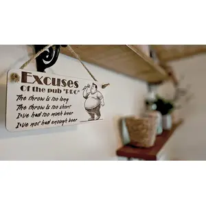 Excuses of a Dart Pro Pub Player Hanging Wall Plaque Funny Humorous Sign