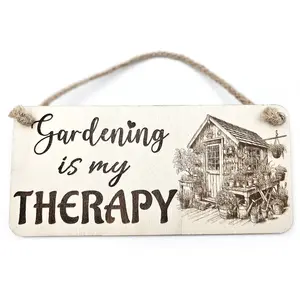 Gardening Decorative Sign | Plaque | Gardening is my Therapy With Potting Shed and Potting Table
