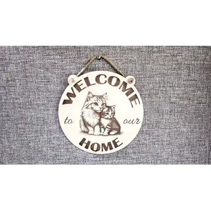 Welcome to our Home Cat and Kitten Decorative Sign