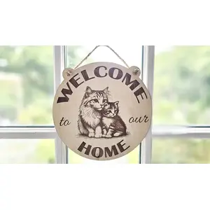 Welcome to our Home Cat and Kitten Decorative Sign