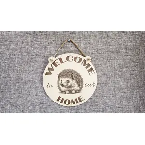 Welcome to our Home Cute Hedgehog Decorative Sign