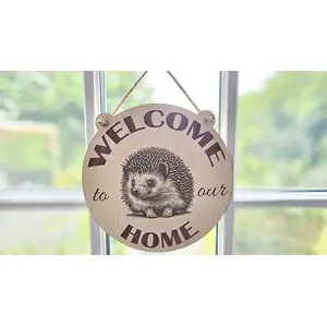 Welcome to our Home Cute Hedgehog Decorative Sign