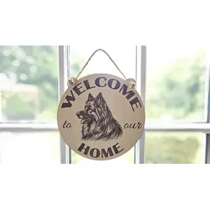 Welcome to our Home Alsatian - German Shepherd Decorative Sign