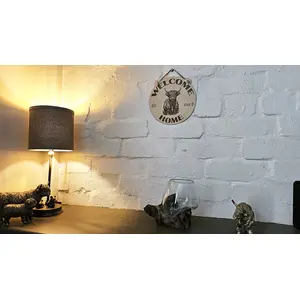 Welcome To Our Home Highland Cow Wall Mounted Plaque Decorative Guest Sign