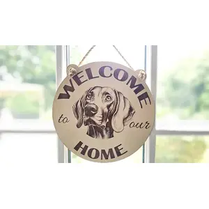 Welcome To Our Home Weimaraner Hanging Wall Door Porch Plaque / Sign