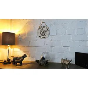 Welcome To Our Home Yorkie Hanging Wall Door Porch Plaque / Sign